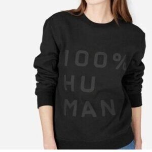 Everlane The 100% Human Unisex Cotton Typography Sweatshirt Black S